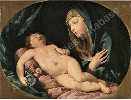 Madonna in adorazione del bambino dormiente